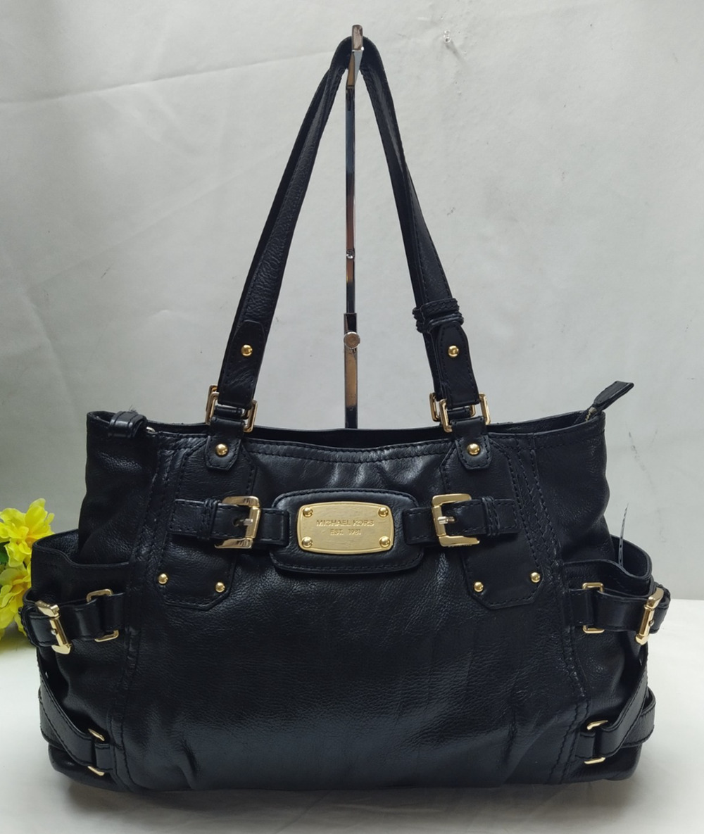 Michael Kors Black Leather Double Handles Tote Bag
